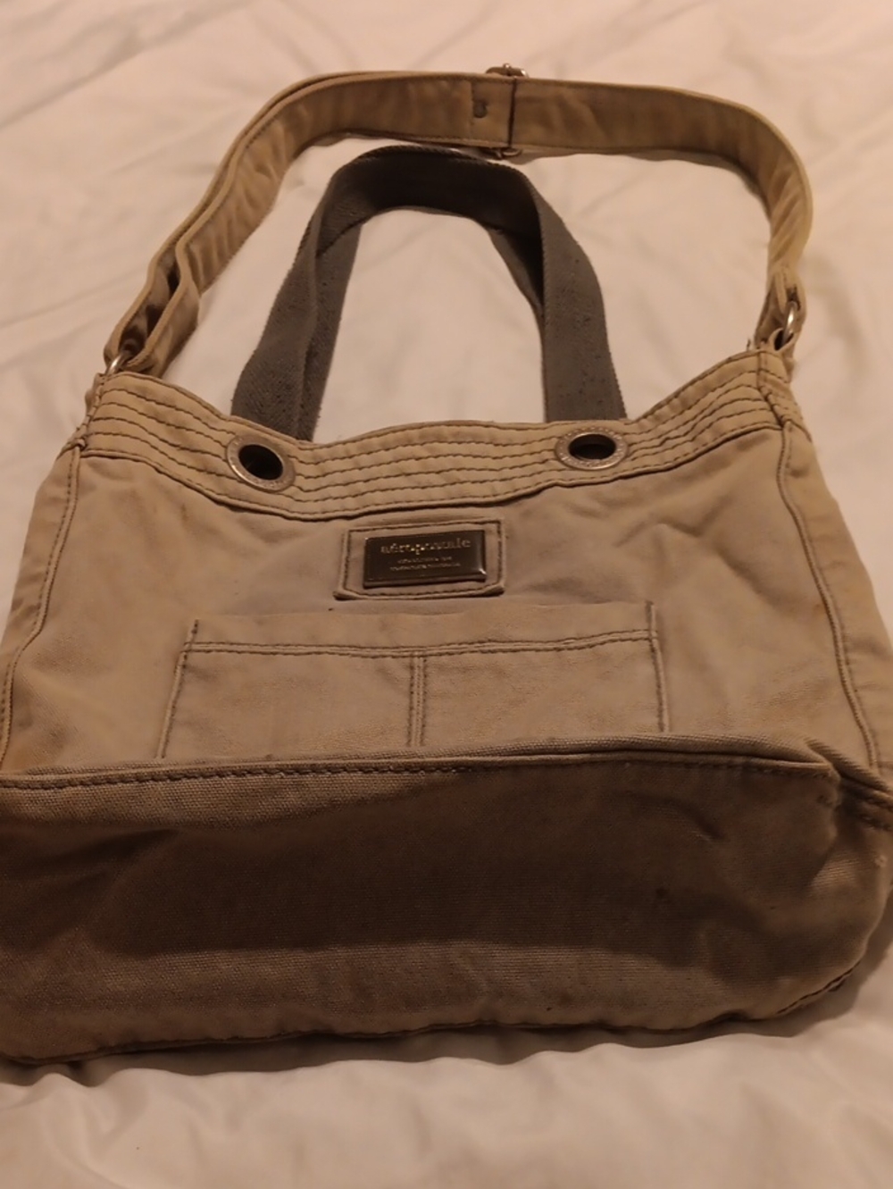 Aeropostale Beige Canvas Shoulder Tote with Dual Straps
